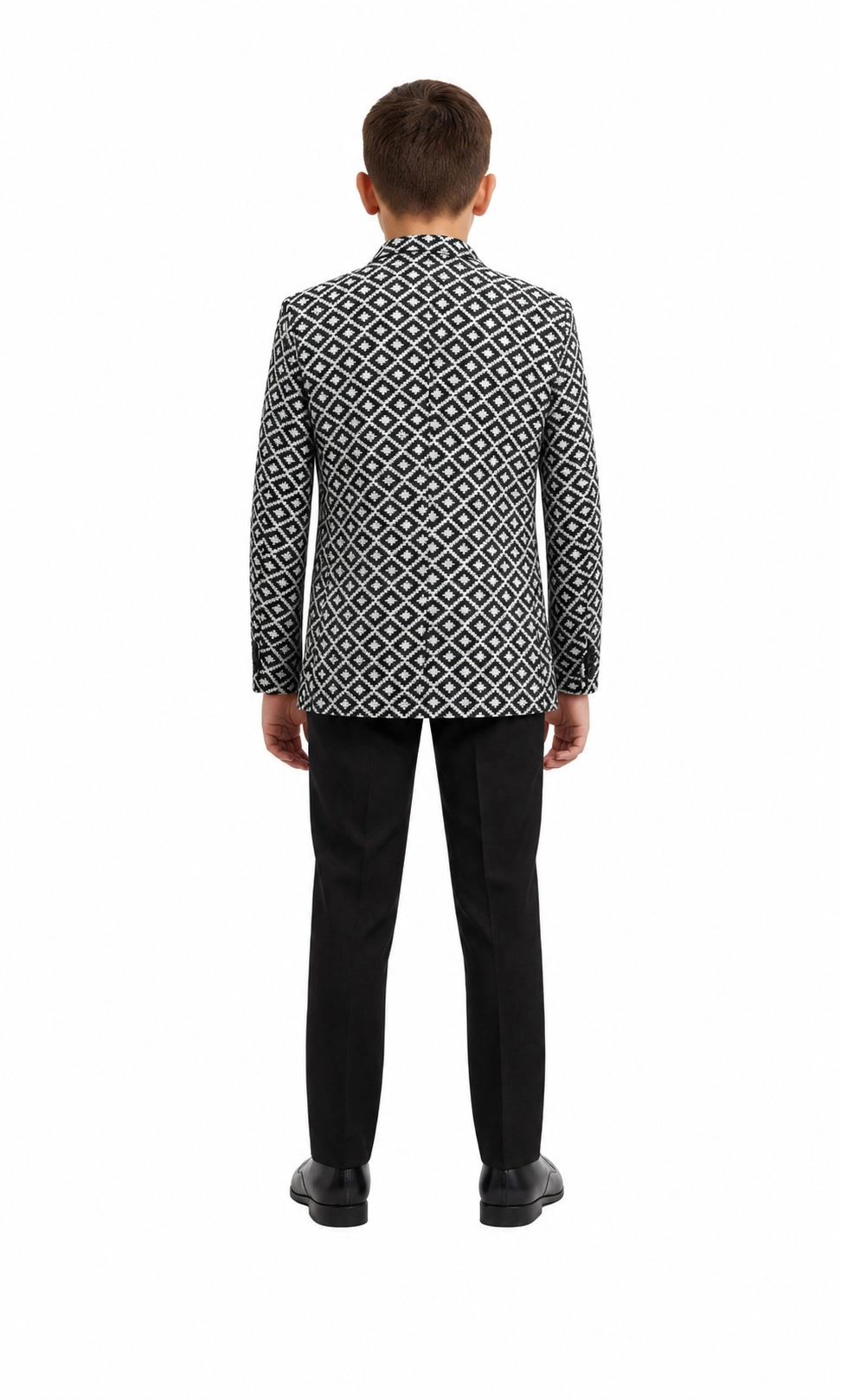 Elie Balleh Boys Slim Fit Stamp Boucle Blazer