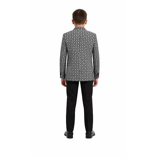 Elie Balleh Boys Slim Fit Stamp Boucle Blazer