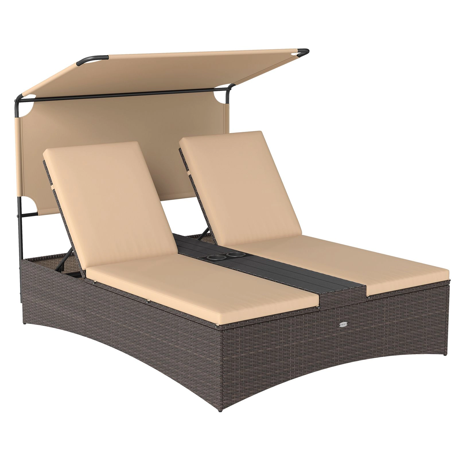 SlickBlue Unisex Outdoor 2-Person PE Rattan Daybed with Canopy