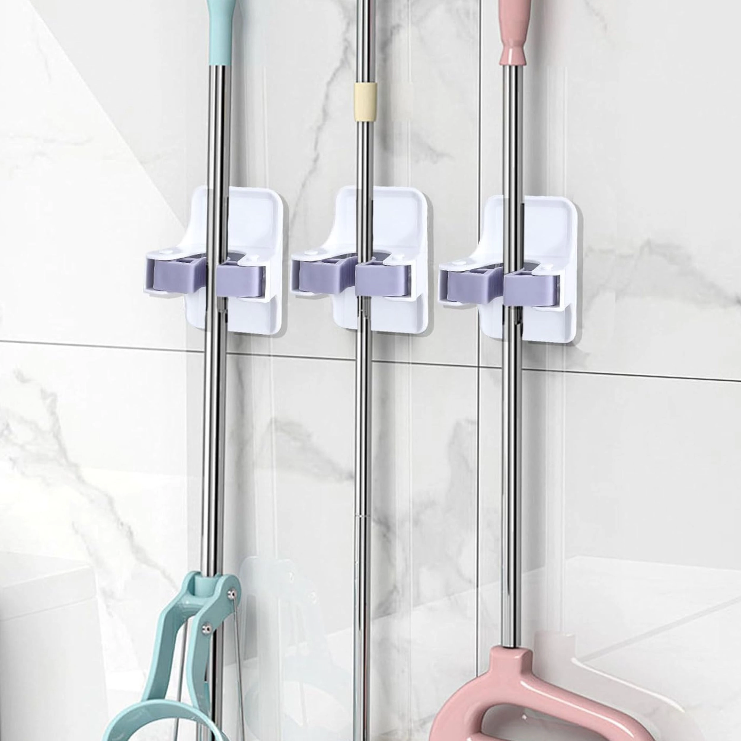 Stock Preferred Pack of 4 Self Adhesive Mop and Broom Holder Wall Mount Organizer