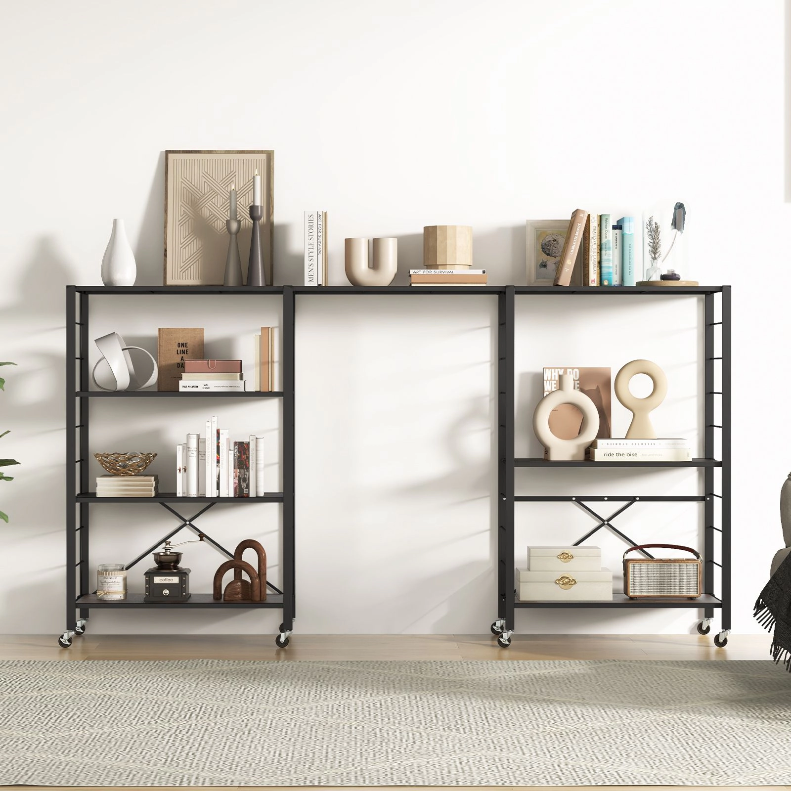 Slickblue 4-Tier Adjustable Storage Shelf with Wheels, 48" Tall