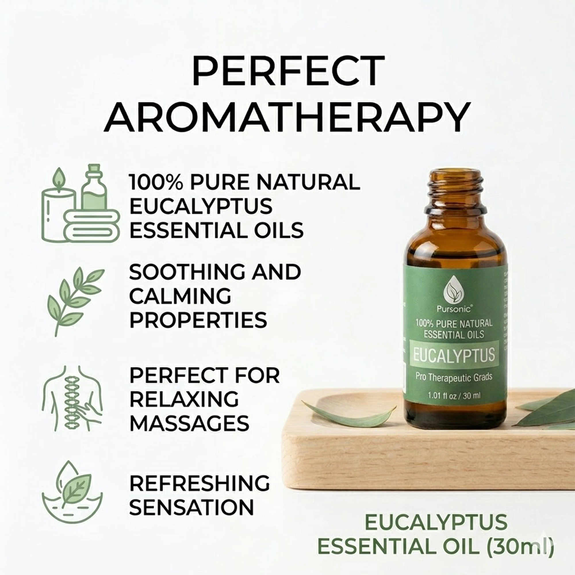 Pursonic Unisex 100% Pure & Natural Eucalyptus Essential Oils