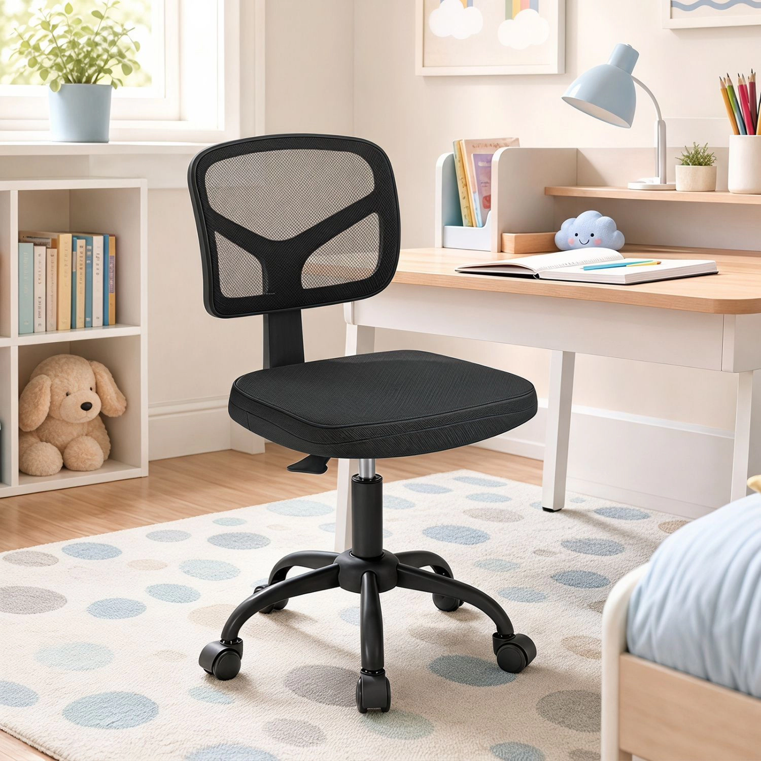 SlickBlue Swivel Kids Desk Chair with Wheels and Mesh Back