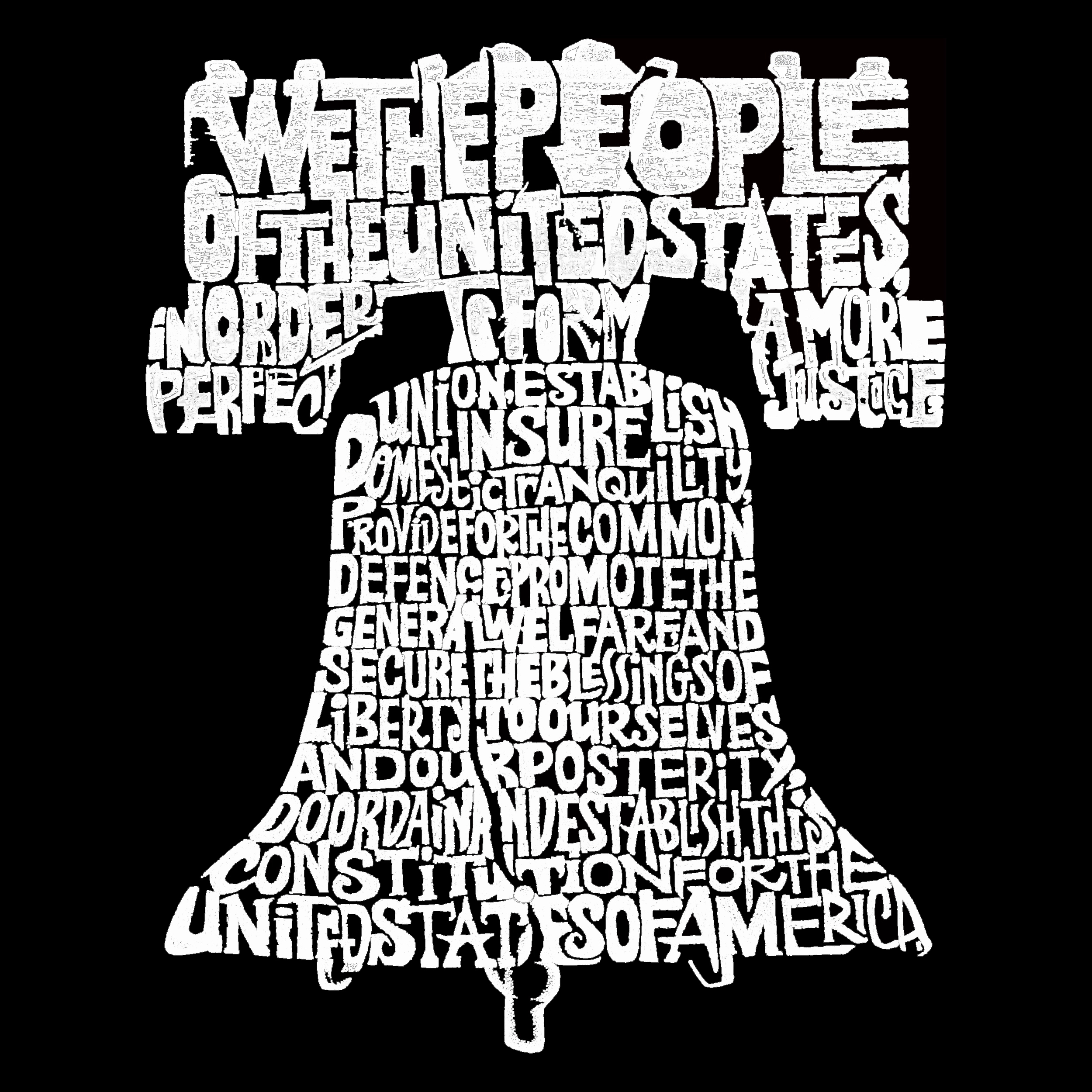 LA Pop Art Men's Liberty Bell Word T-Shirt