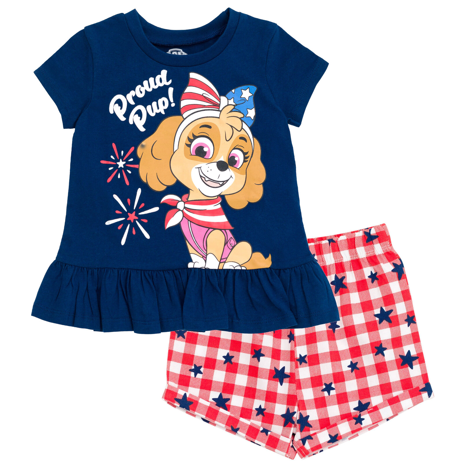 Paw Patrol Skye Girls' July 4th 2-Piece T-Shirt and Shorts Set