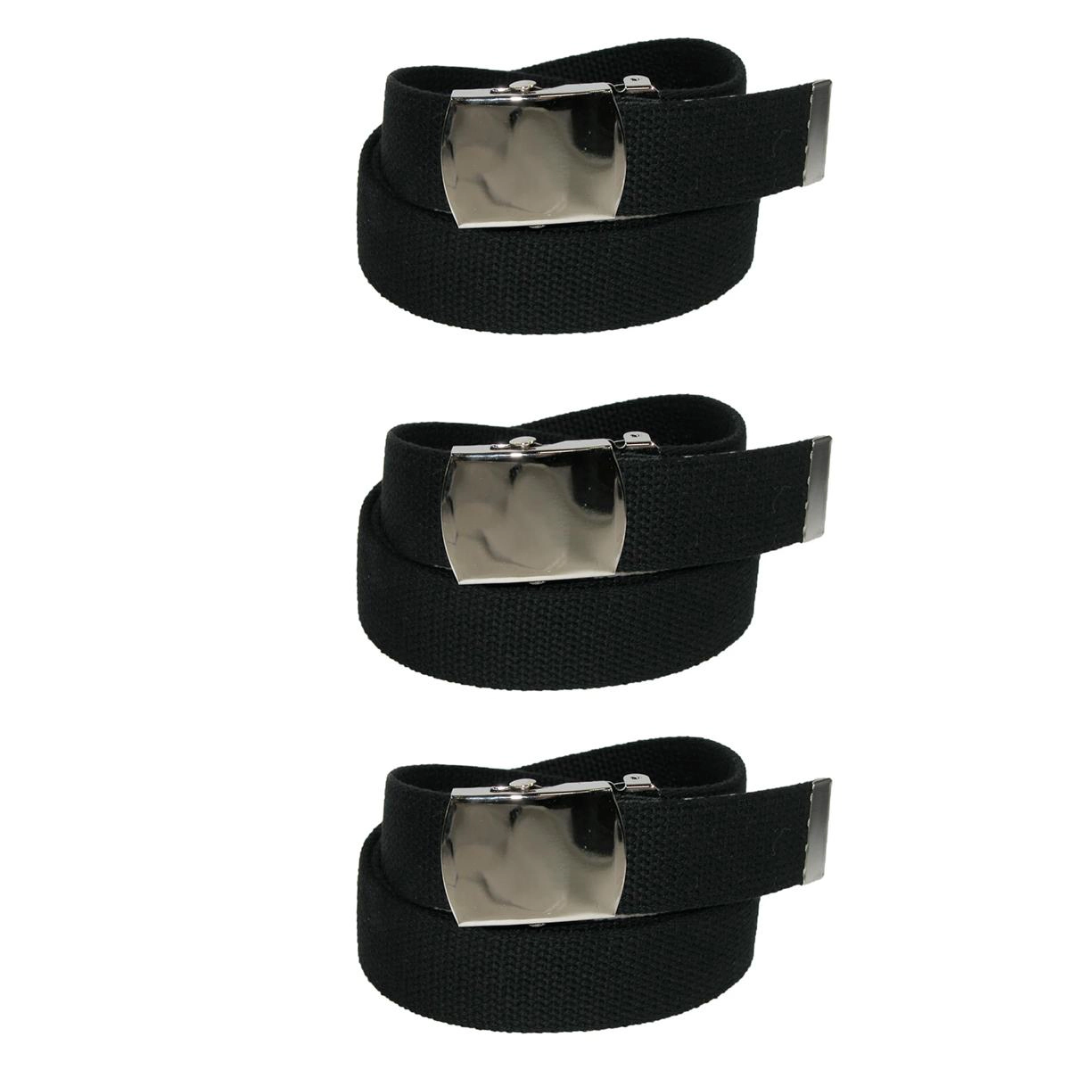 CTM Cotton Adjustable Belt with Nickel Finish Buckle (Pack of 3)