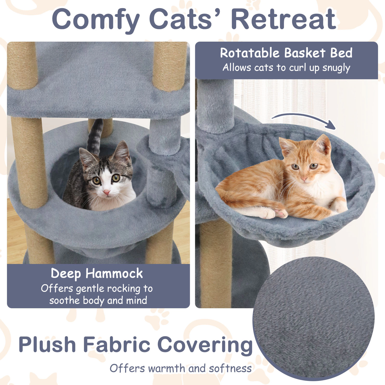 SlickBlue 47 Inch Cat Tower with Nest and Scratching Posts