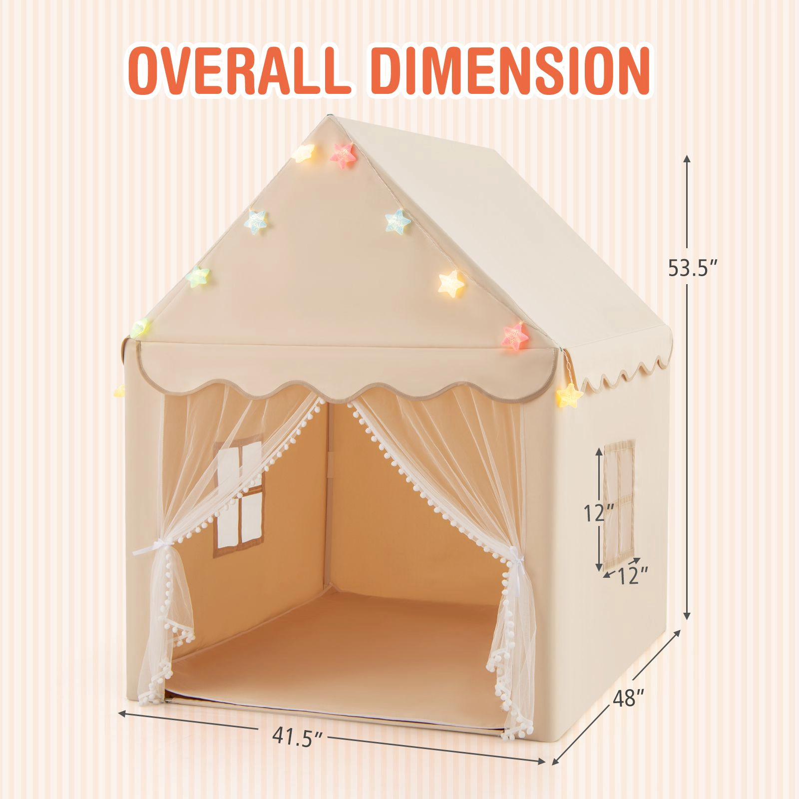 SlickBlue Large Kids Playhouse Tent with Mesh Windows and Curtains