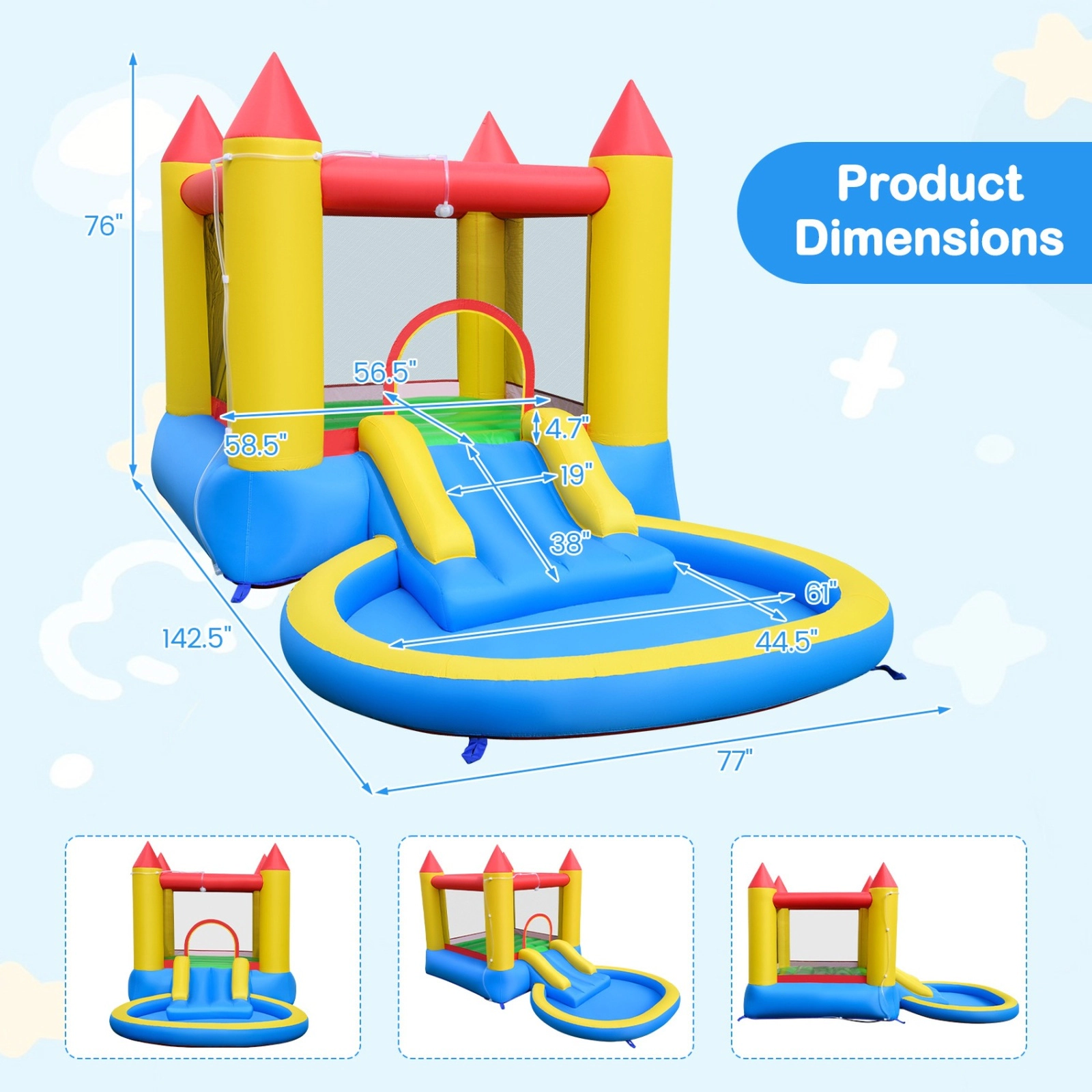 SUGIFT Water Slide Ball Pit and 370W Blower Included Kids Inflatable Bounce House