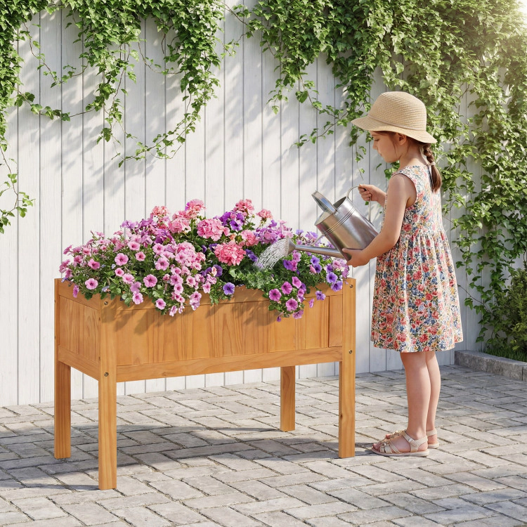 Hivvago Wood Raised Garden Bed Elevated Planter Box with Bed Liner and Drainage Holes for Vegetables Flowers Herbs