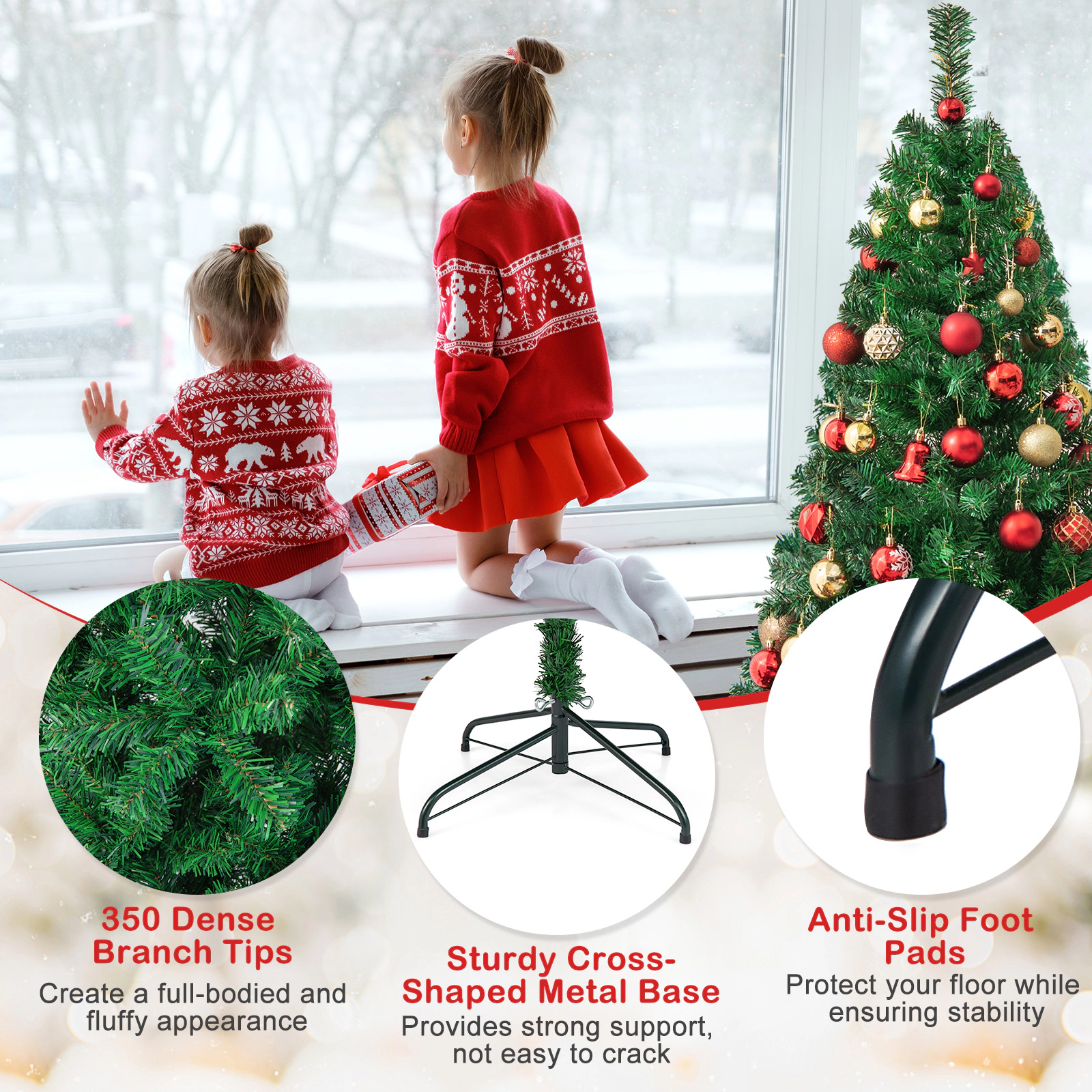 Costway 5/6/7/8Ft Artificial PVC Christmas Tree Stand Indoor Outdoor