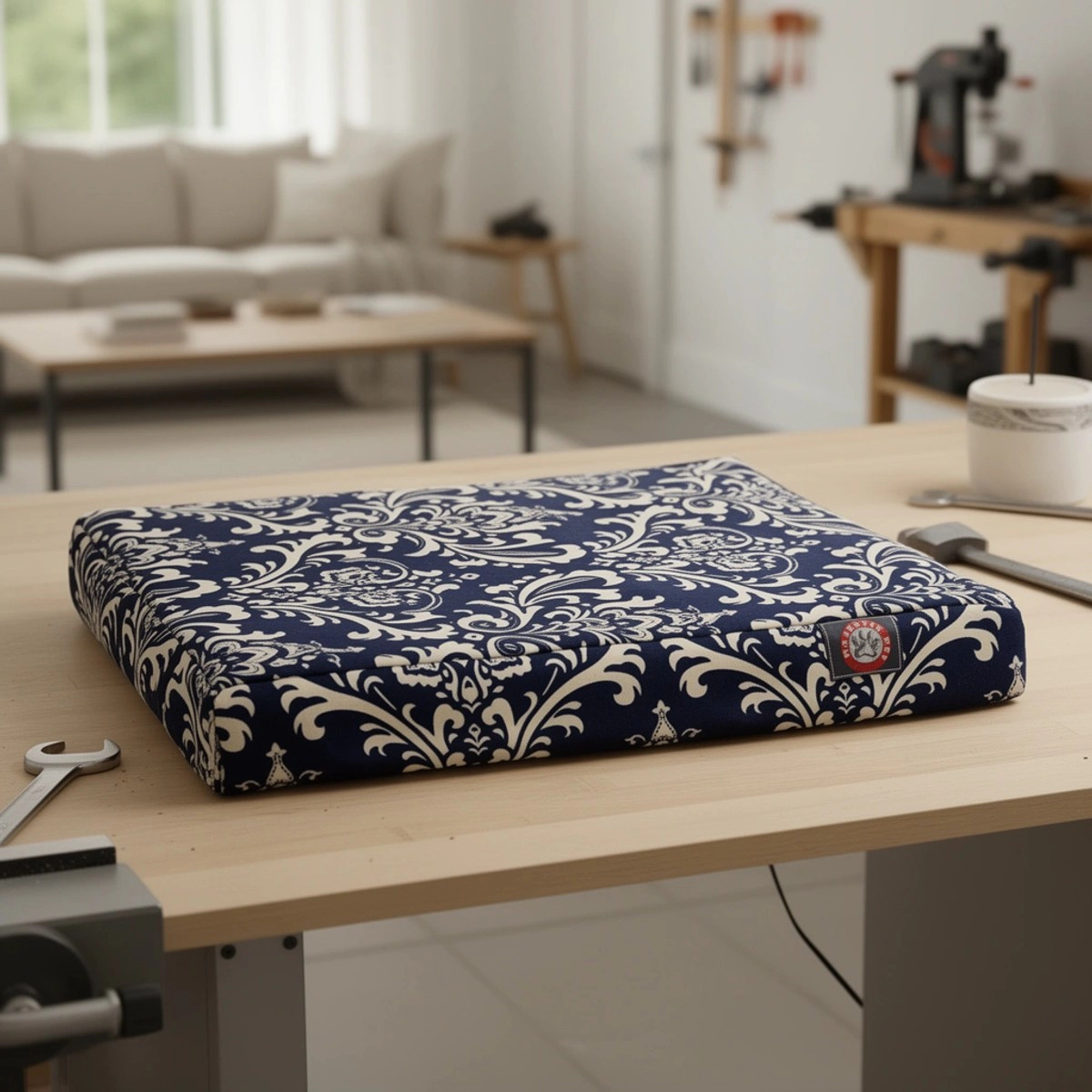Majestic Pet Products 78899551407 French Quarter Orthopedic Memory Foam Rectangle Dog Pet Bed, Navy Blue - Medium