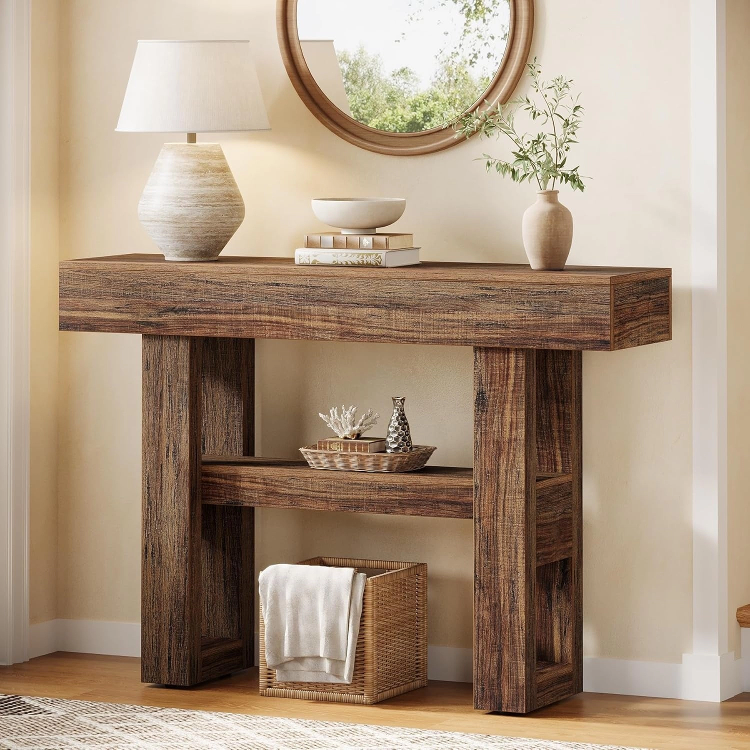 Tribesigns 41.3" Console Table, 2-Tier Narrow Sofa Entryway Table with Storage