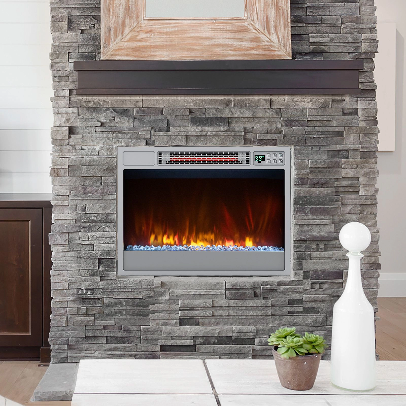SlickBlue Infrared Electric Fireplace Heater, 5120 BTU 1500W, 6 Flame Colors