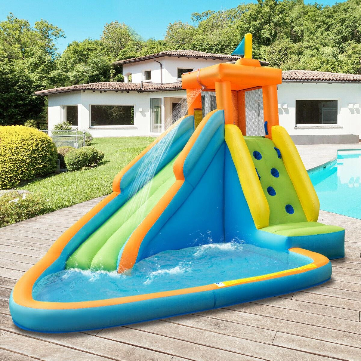 SUGIFT Inflatable Water Slide Kids Bounce House with 740W Blower and Puncture Resistant Fabric