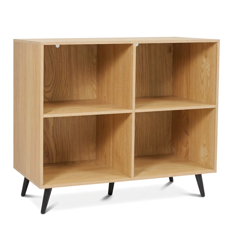 Hivvago 4-Cube Wooden Bookshelf Bookcase with 5 Metal Legs for Home