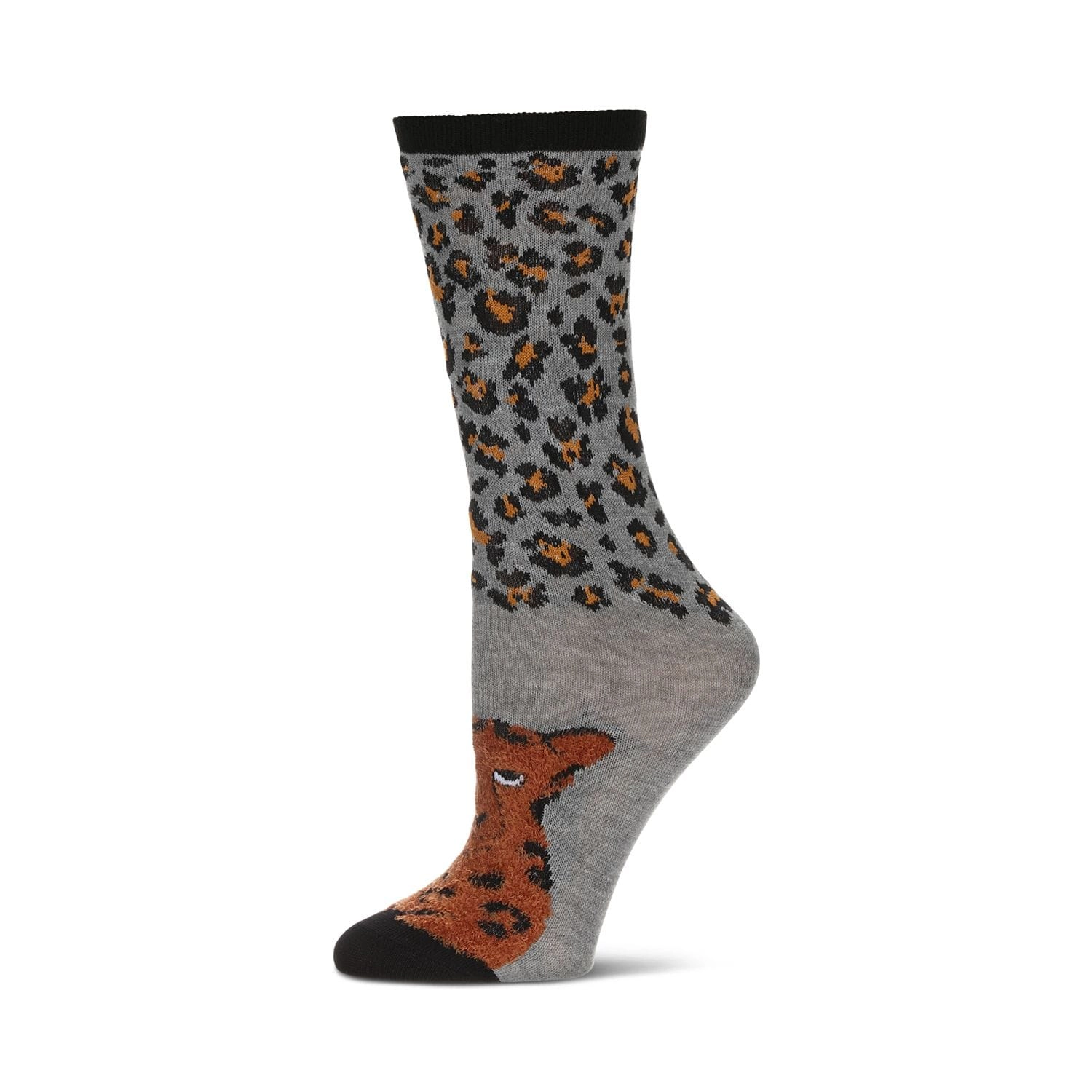 MeMoi Women's Foot Pet Cheetah Crew Socks