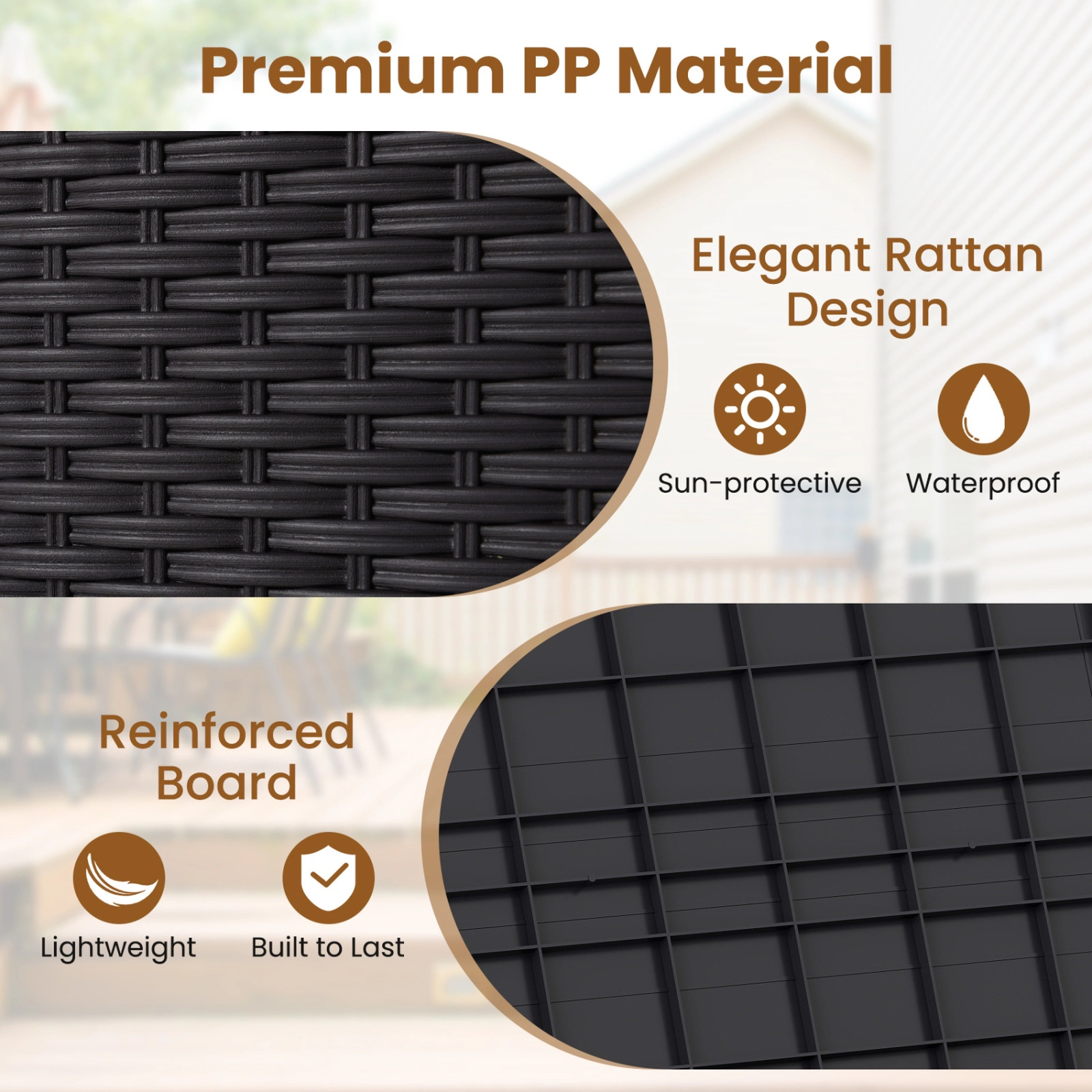 SUGIFT 25-gal 180-lb Capacity Brown All-Weather PP Outdoor Storage Deck Box with Lockable Lid and Rattan Texture