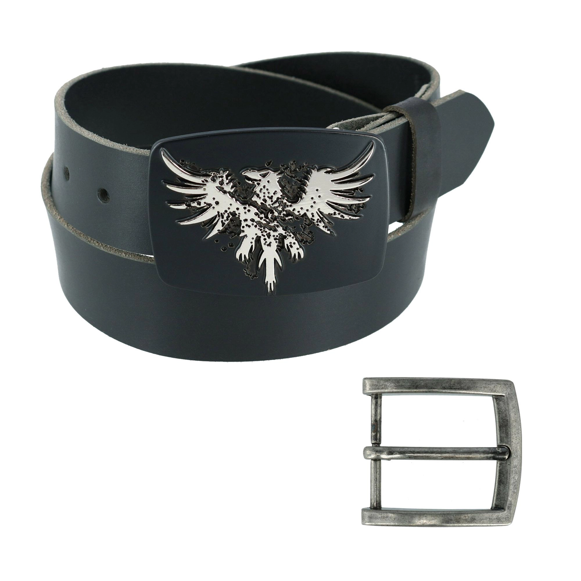 CTM Men's Leather Bridle Belt with Phoenix Buckle (2 Set)