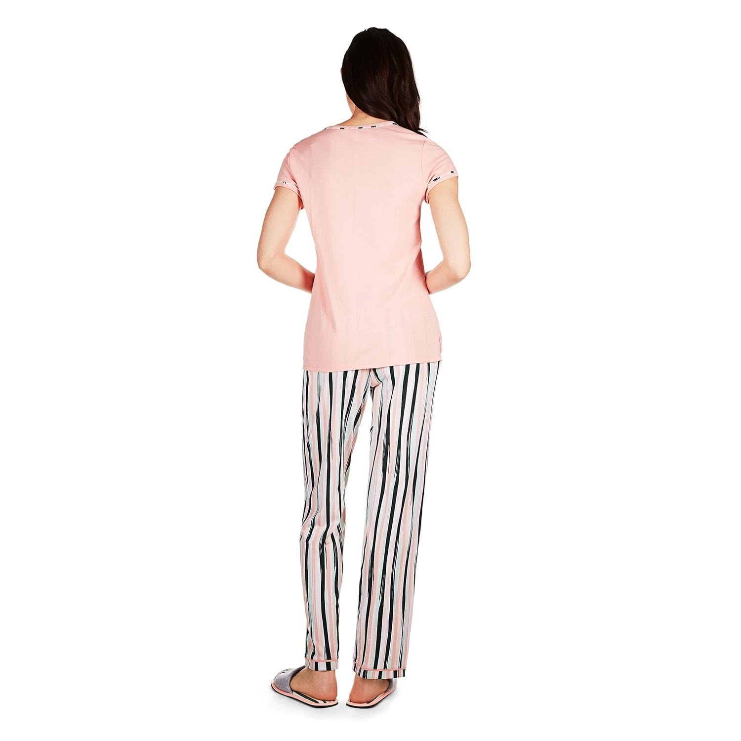 Women's Get Tropical T-Shirt and Striped Pants Pajama Set