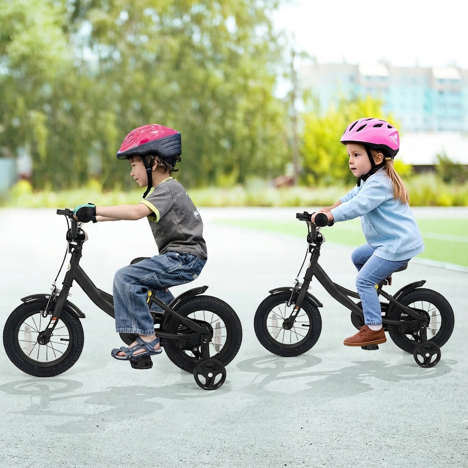12-in Kids Bike Ages 3-4 Black Bicycle Adjustable Handlebar Anti-Slip Pedals Bell 145-lb Seat Capacity