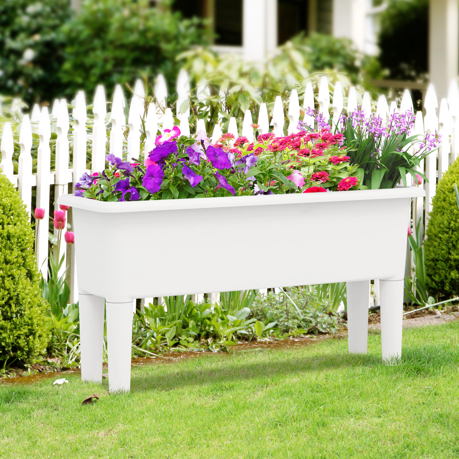 LJG 2 PCS Raised Garden Beds Self-Watering Planter Box with Detachable Legs and Drainage Hole