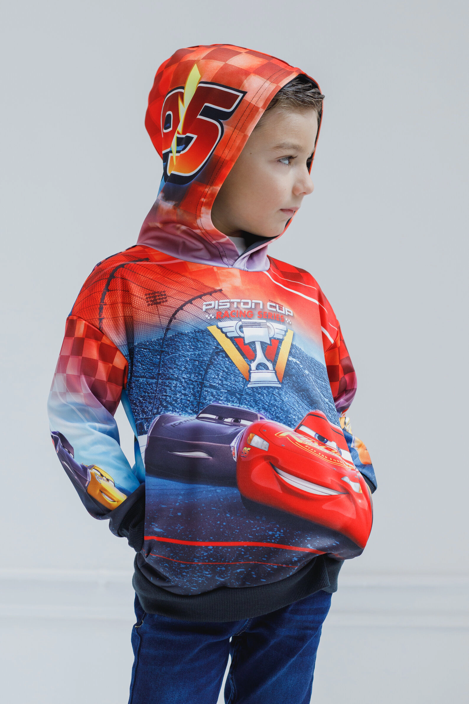 Disney Cars Lightning McQueen Boys' Athletic Fleece Pullover Hoodie