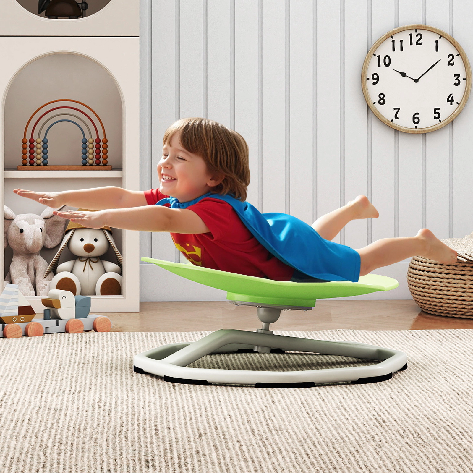 SUGIFT Kids Green Sensory Spinning Chair, 360-Degree Swivel, 220-lb Capacity