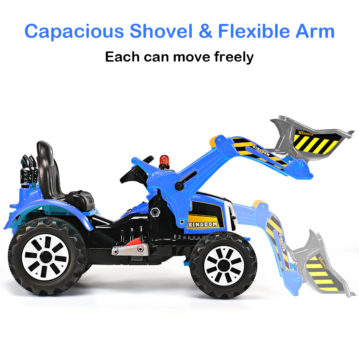 Costway 12V Battery Powered Kids Ride On Excavator Truck w/ Front Loader Digger Yellow