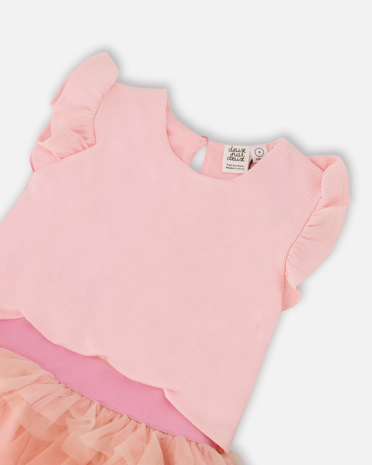 Deux par Girls Bi-Material Flutter Sleeve Dress