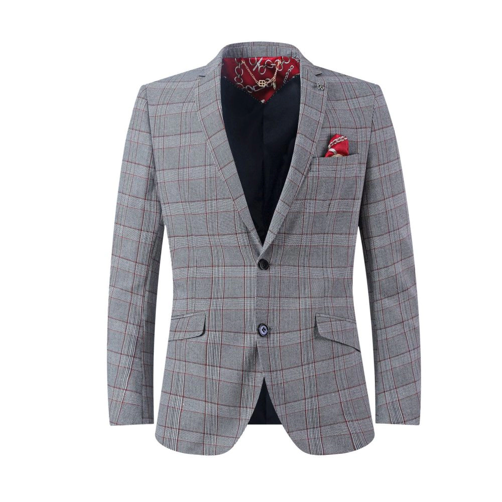 Elie Balleh Men's Slim Fit Plaid Sports Coat Jacket