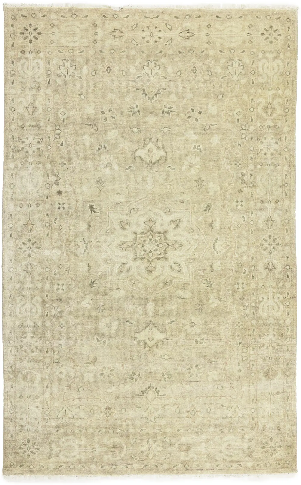 Magic Rugs Muted Pinkish Beige Floral 4X6 Transitional Oriental Rug